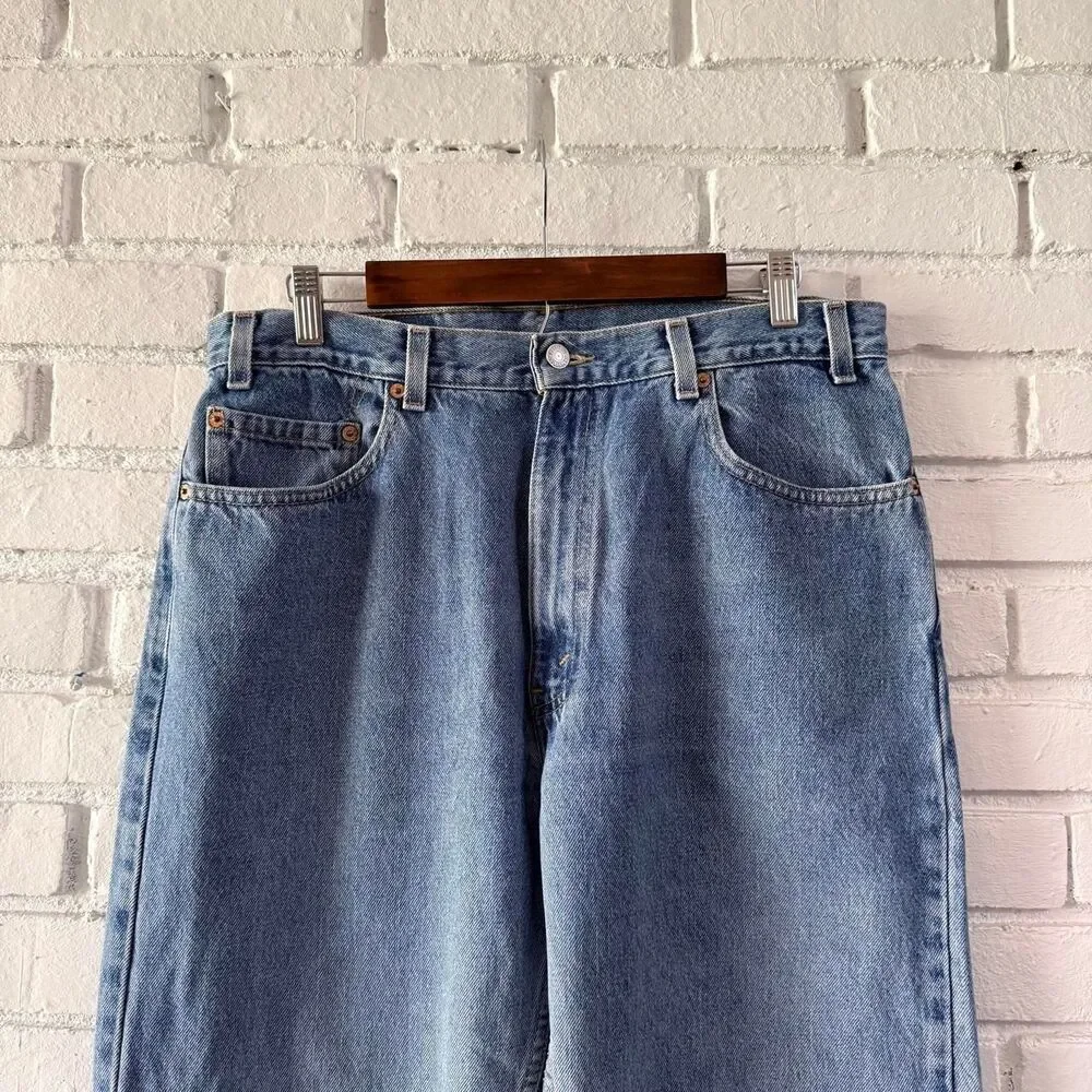 Vintage 90s Levi’s 505 Red Tab Straight Leg Faded Denim Jeans Made in USA 36x28